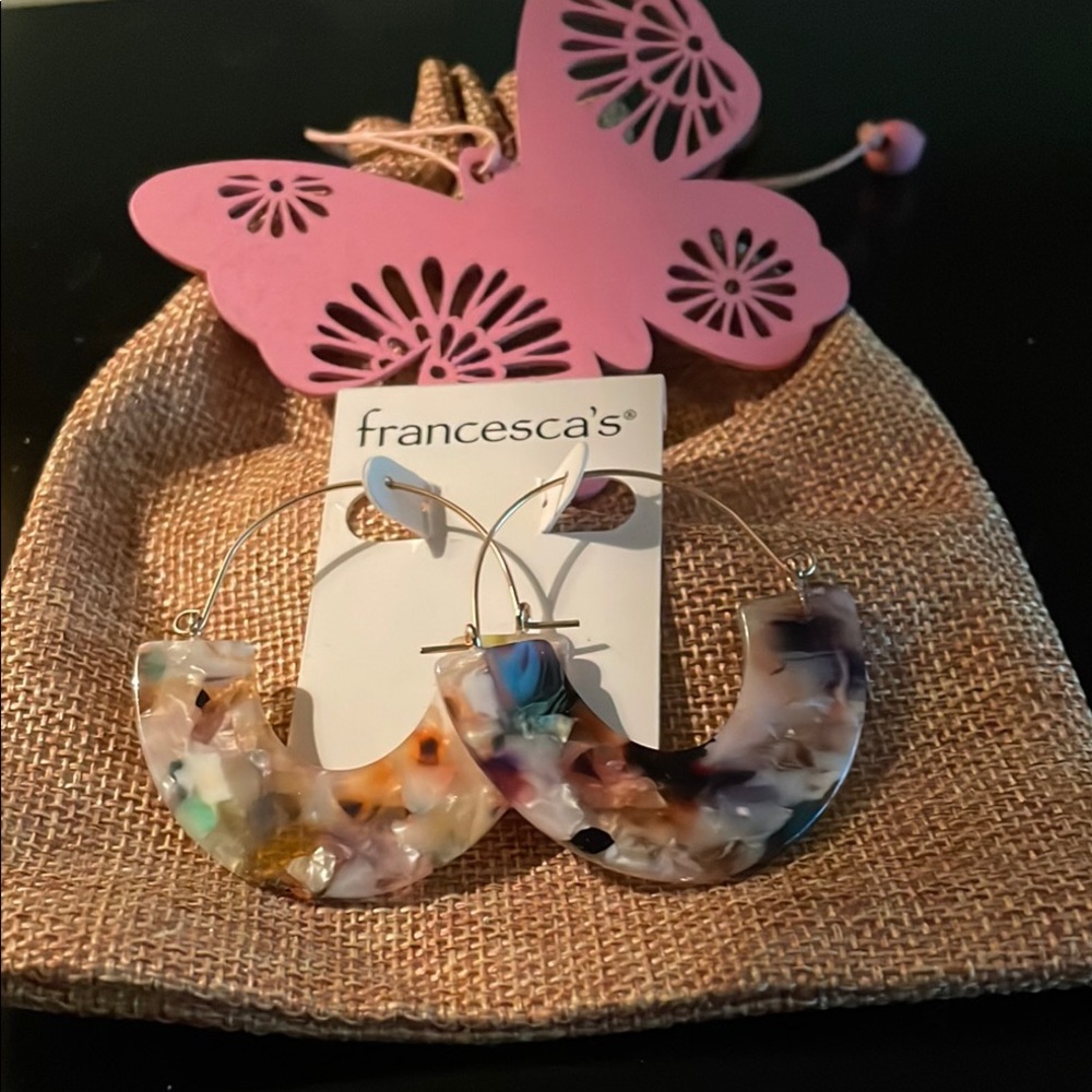 Francesca's NWT Dazzling Drop MultiColor Earrings with Butterfly and Bag